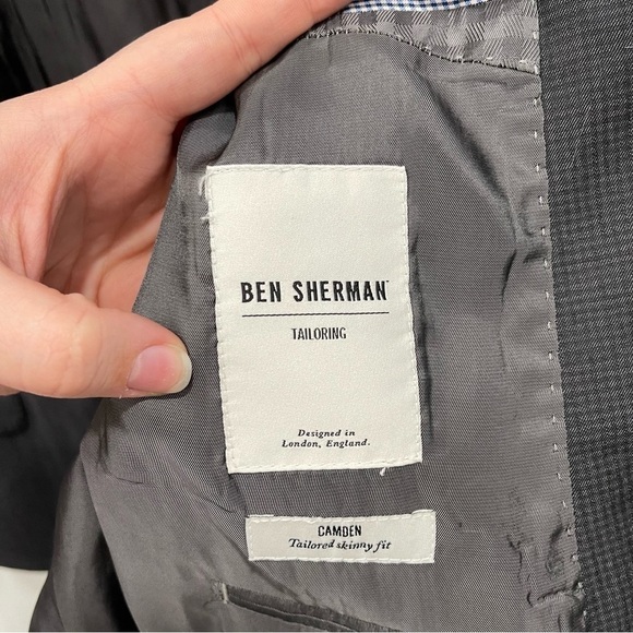 Ben Sherman Camden Tailored Skinny Fit Grey Wool Blazer Jacket Suiting 40R - Picture 7 of 8